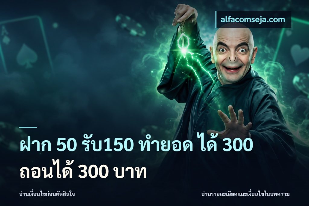 ฝาก 50 รับ150 ทำยอด ได้ 300 ถอนได้ 300 บาท
