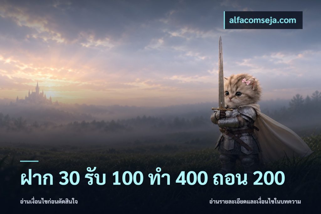 ฝาก 30 รับ 100 ทํา 400 ถอน 200