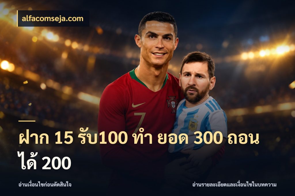 ฝาก 15 รับ100 ทํา ยอด 300 ถอนได้ 200 alfacomseja.com โปรยอดรับที่สายเกมสนใจ